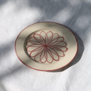Ontbijtbord bloem roze (23 cm)